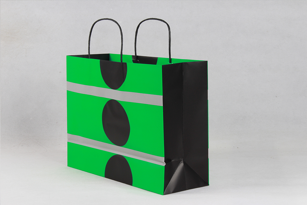 亮綠黑圓高檔化妝品銅版紙袋定制 亮綠黑圓高檔化妝品銅版紙袋定制